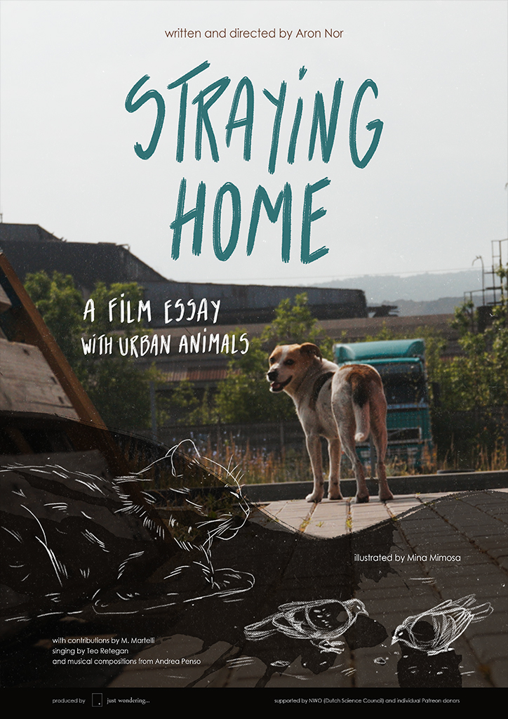 Poster "Straying home. A film essay with urban animals" directed by Aron Nor